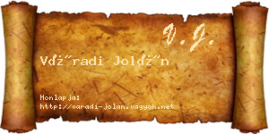 Váradi Jolán névjegykártya